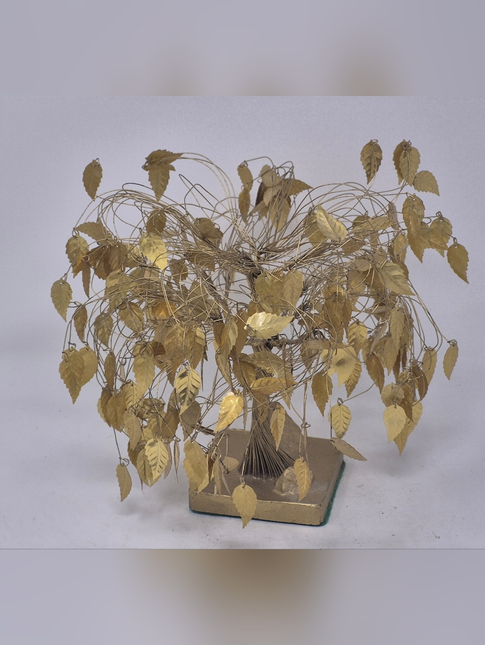 Vintage MCM  Gold Tree Sculpture Twisted Wire And Gold Leaves